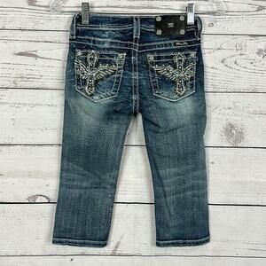 Miss Me Jeans Youth Girls 10‎ Capri Embellished Western Angel Wing Rhinestone